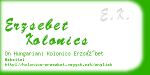 erzsebet kolonics business card